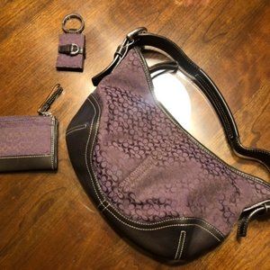 Vintage Coach Hobo Handbag, Coin Purse, and Key Chain